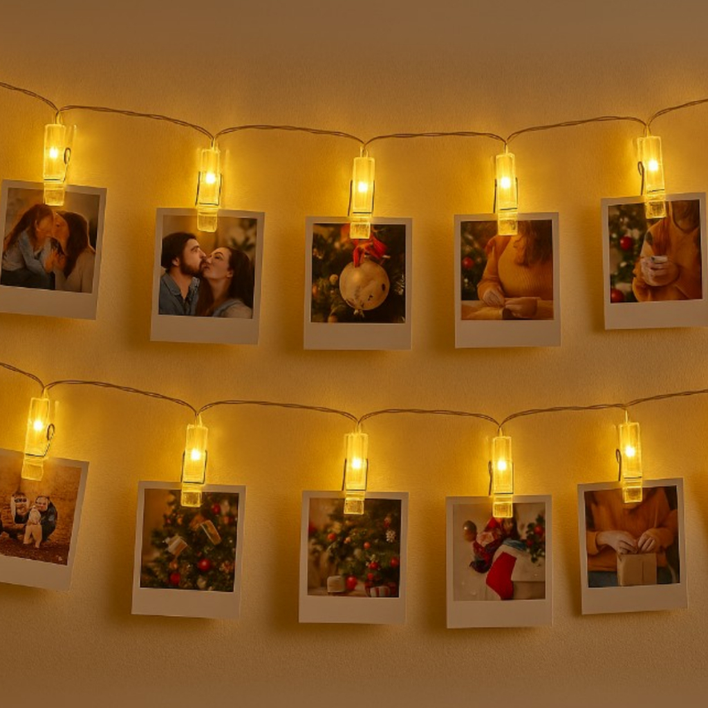 Pisca Pisca Prendedor com 12 Prendedores de LED 2 Metros Branco Quente à Pilha Prendedor De Foto Luz