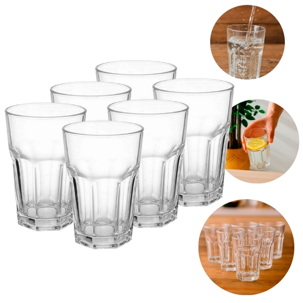 Jogo de Copos 6 Unidades 360ml Vidro Bristol Transparente – Bela Flor