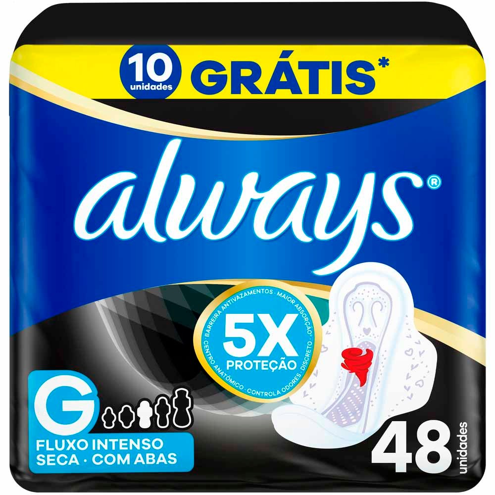 Absorvente Always Noite Seca com Abas 48 Unidades