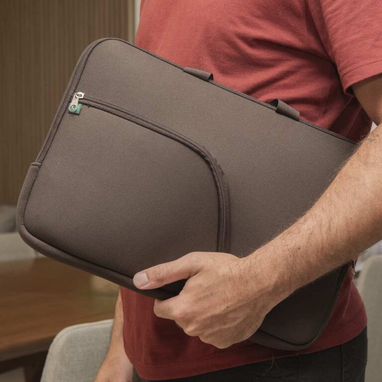 Capa Case Notebook Pasta Marrom Com Bolso Alça Ex