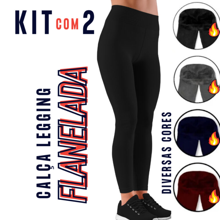 Kit 2 Calças Legging Flanelada Grossa Calça Leg 