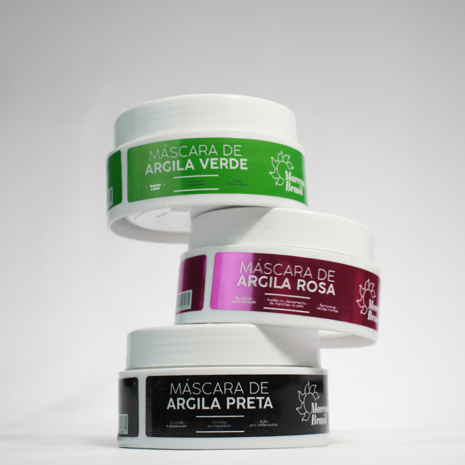 Kit SkinCare Argila Preta, Verde e Rosa  Hidratação, Controle de Olesidade e Prevenção De Acne