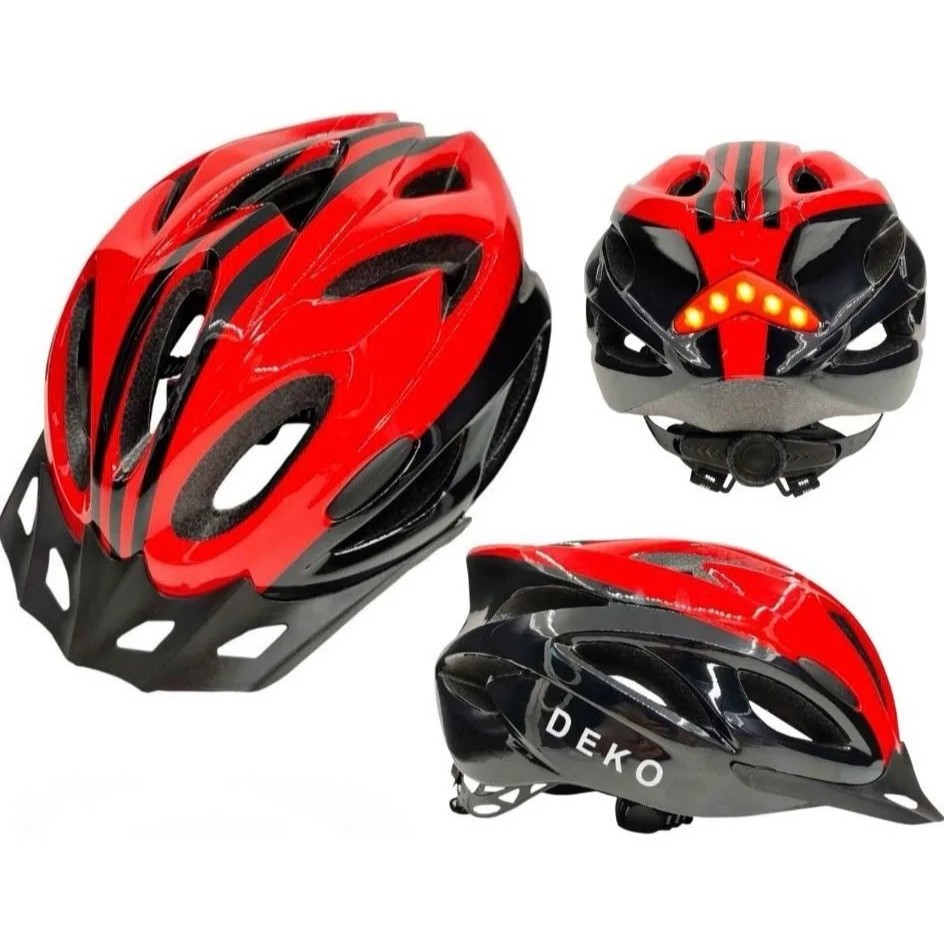 Capacete Com Sinalizador Led Bike Ciclismo Vermelho