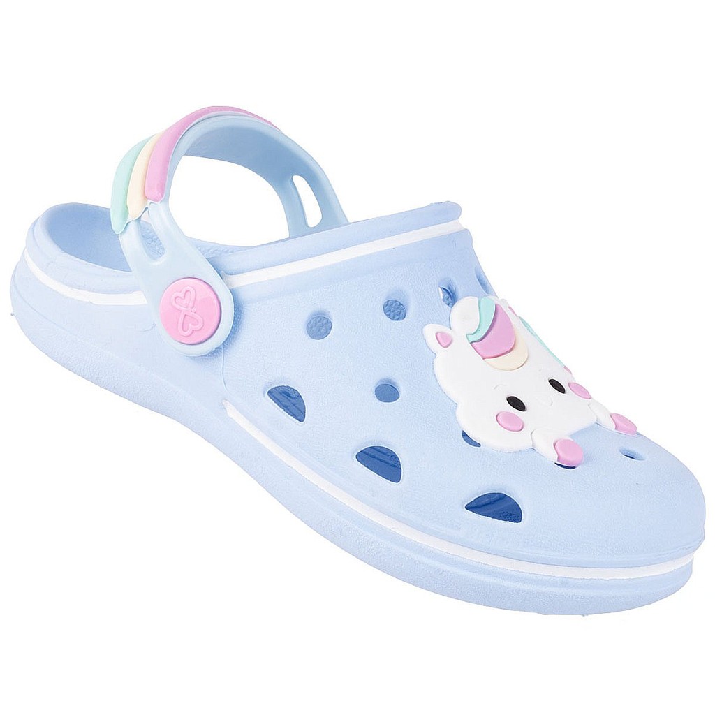 Babuche Infantil Feminino Baby com Enfeite de Unicórnio  WorldColors – Azul