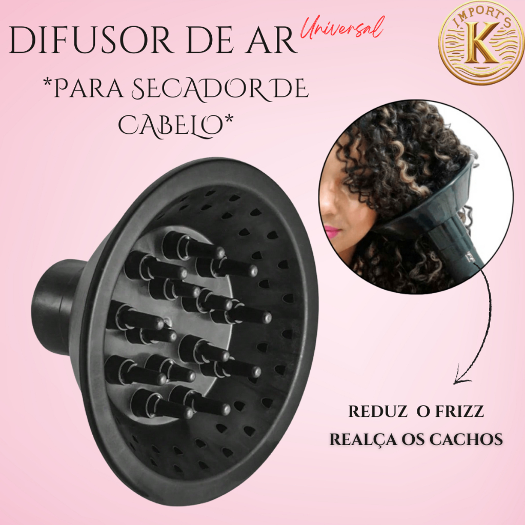 Difusor de Cachos Ar Universal Profissional P/ Secador de Cabelo Redução de Frizz