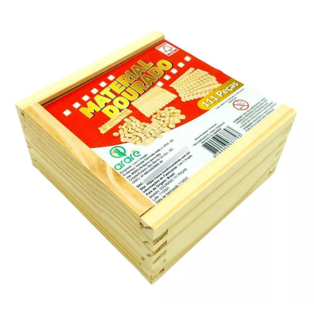Jogo Pedagógico Educativo Material Dourado em Madeira – 111 peças