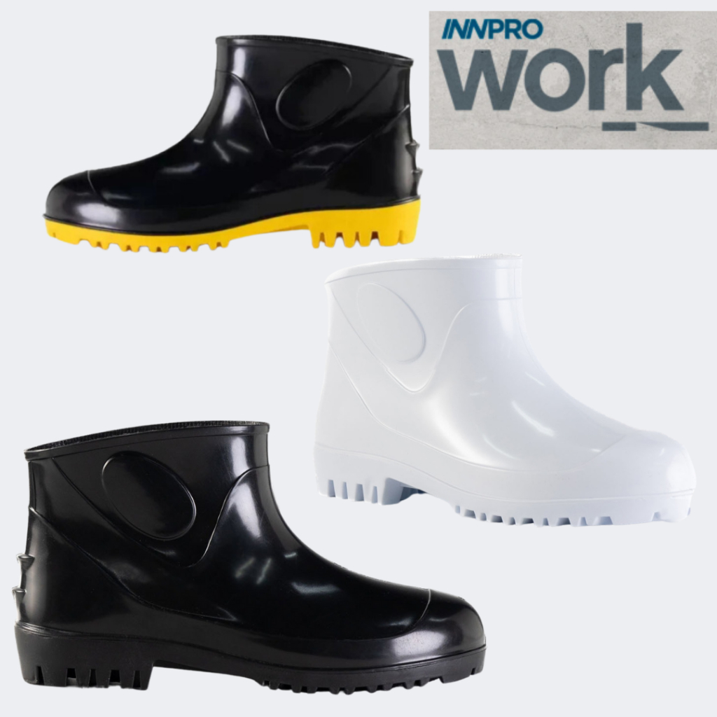 Bota Galocha de PVC Impermeável Antiderrapante Cano Curto Ideal para Motoboy, Pesca, Construção e Li