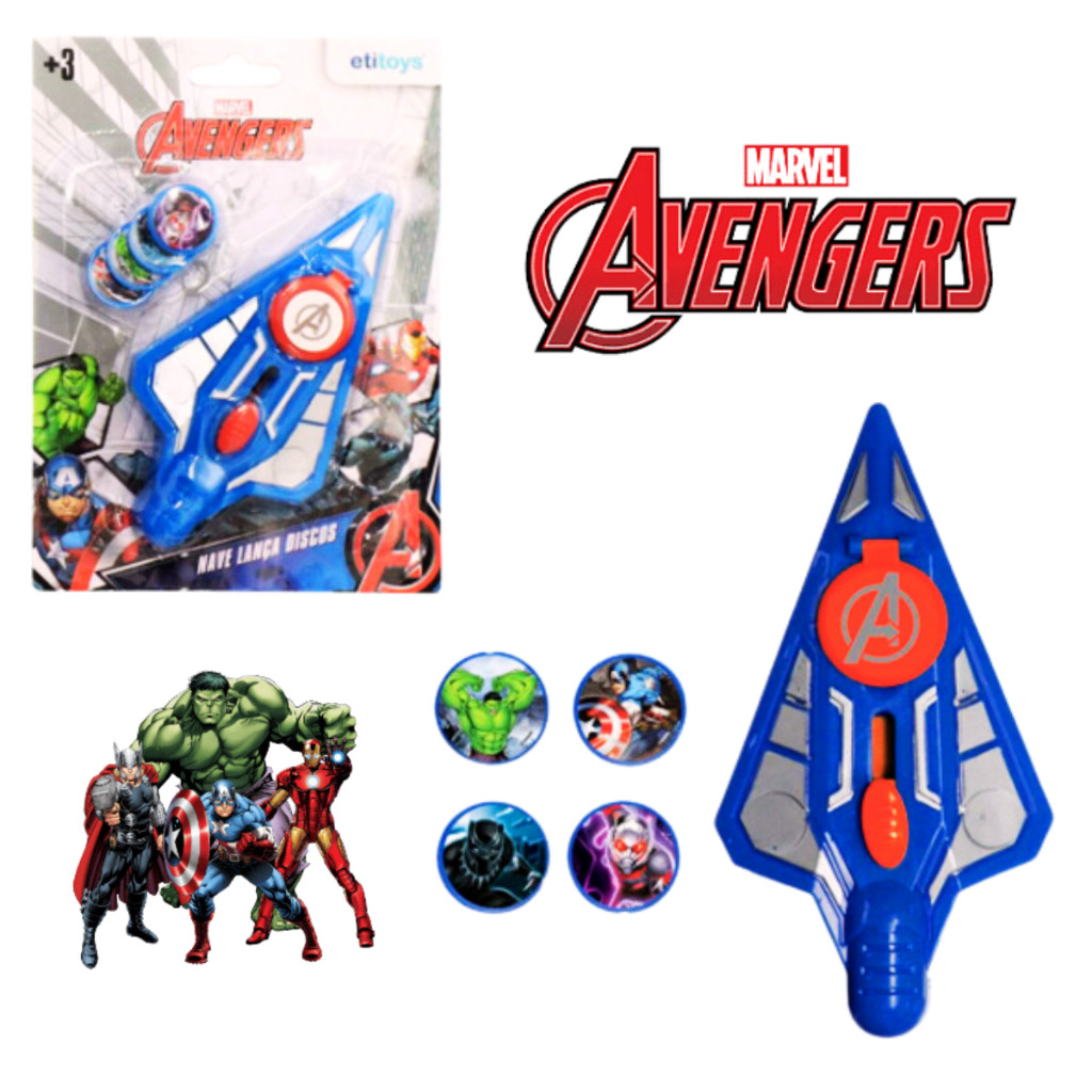 Brinquedo Infantil Nave Lança Disco Vingadores Lançamento Meninos