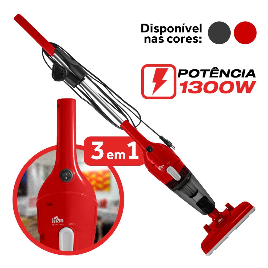 Aspirador De Pó 3 Em 1 Linha Premium Sucção Forte Multifuncional Para Limpeza De Casa Carro 1300W