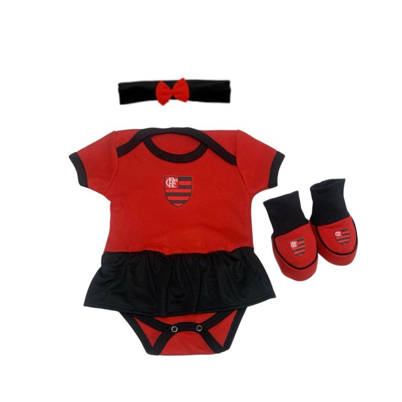 Kit bebê 3 peças – mêsversário, roupas de bebê -body, temáticos bebê torcedor