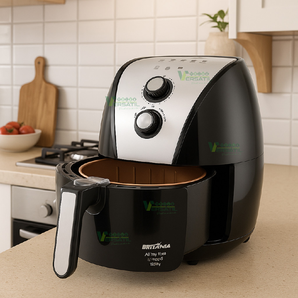 Fritadeira Air Fryer Britânia 220v Preto com Prata Cromado Fritadeira Elétrica Requintada Luxo Grand