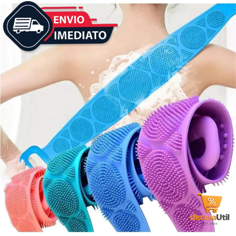Esponja de Banho Massageadora Lava Costa Silicone Anti Bacteriano Bucha Esfoliação