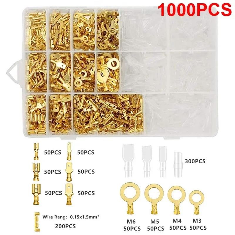 Kit 1051pçs Conector Emenda Fio Macho Fêmea 2.8/4.8/6.3mm