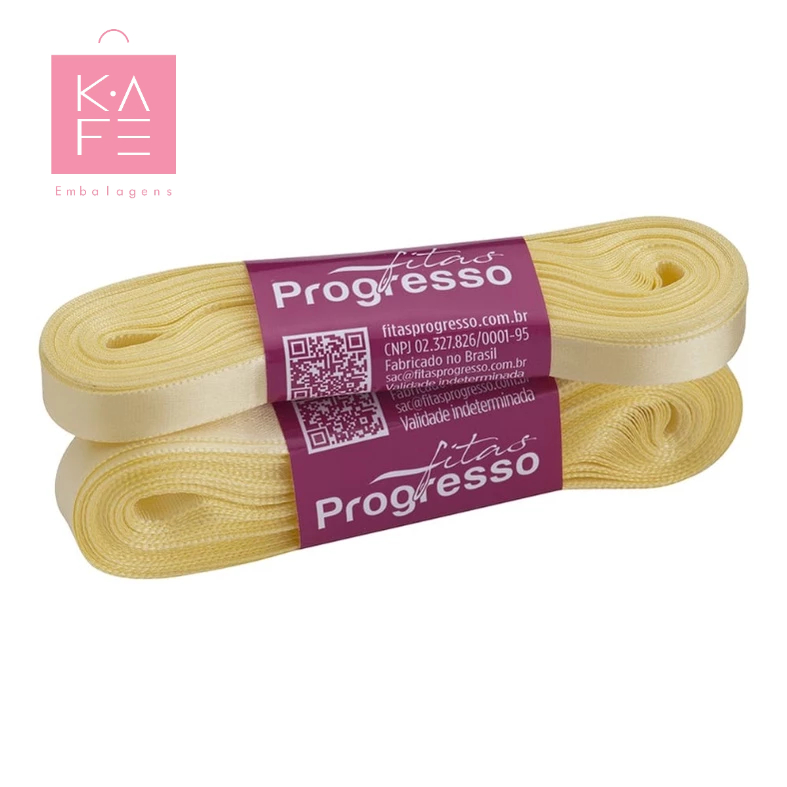Fita de Cetim Amarelo Bebê Cor 1389 – 01 unidade – Progresso – Kafe Embalagens