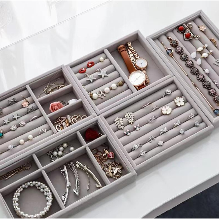 Bandeja Porta Jóias de Veludo para Closet Gavetas
