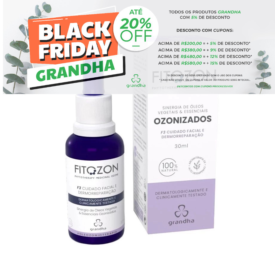 Grandha Óleo de Girassol Ozonizado Fitozon F3 Cuidado Facial e Dermorreparação prevenir o surgiment