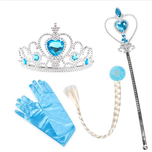 Kit COM 4pçs Frozen Com Coroa, Varinha, Luva E Ca
