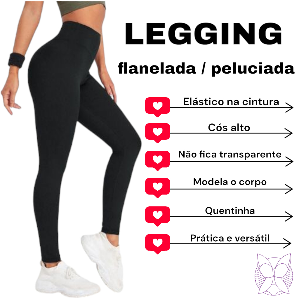 Calça legging flanelada grossa calça térmica peluciada cós alto com elástico na cintura