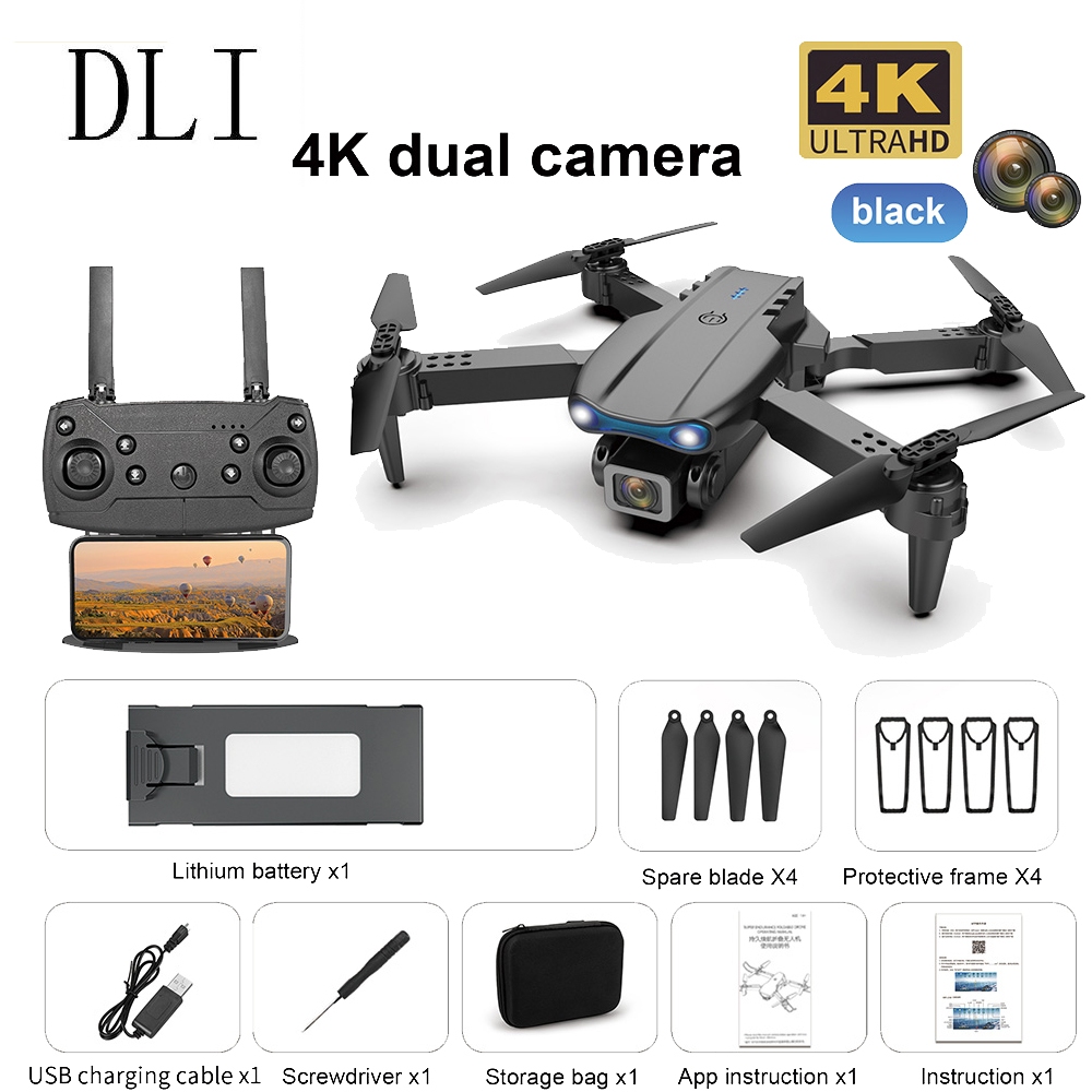 Dli E99pro Drone 4k hd Câmera Dupla Quadcopter Fotografia Aérea Rc Profissional Wifi Fpv Mini Drone