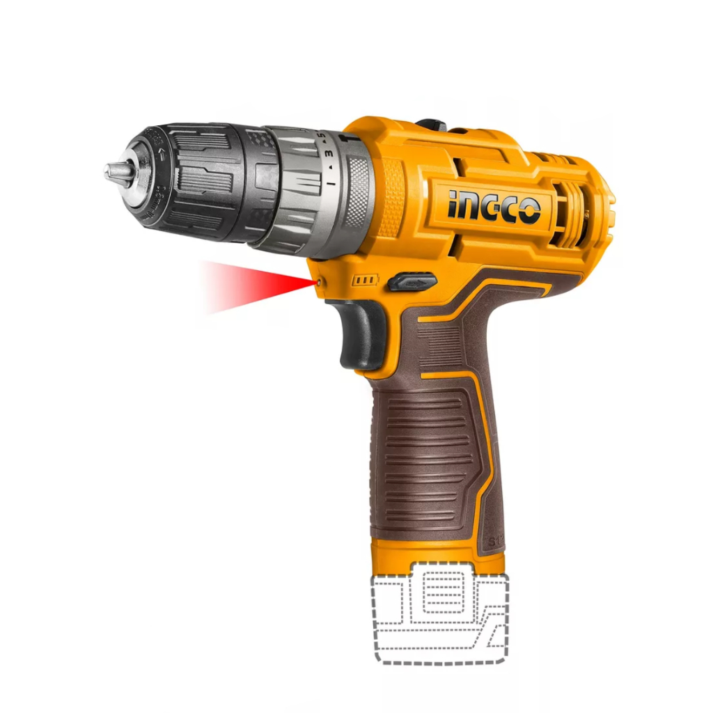 Parafusadeira e Furadeira a Bateria 12V Com Função Impacto 3/8 Ingco