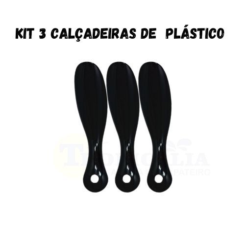 Kit 3 Unidades Calçadeira Preta de Plástico para