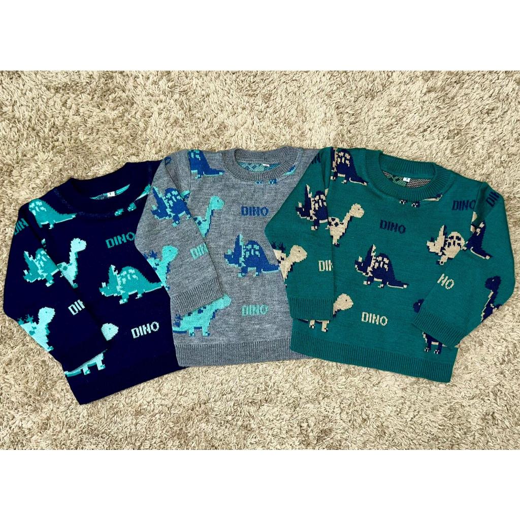 Sueter Menino Dino Trico Infantil Dinossauros Bebê Criança Qualidade Premium