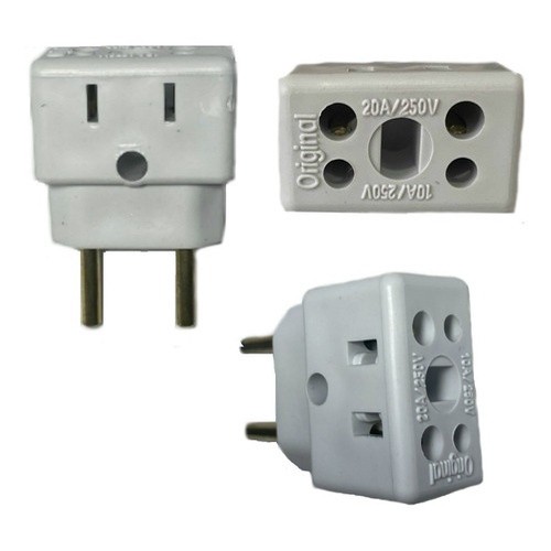 Adaptador de Tomada Benjamin 10A/20A Pino Maciço 