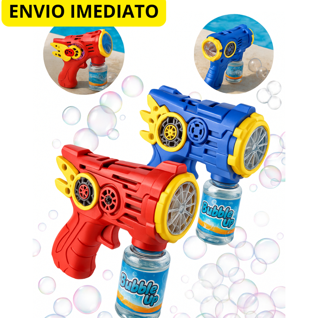 Brinquedo Máquina Lança Bolha De Sabão Colorido Infantil – Arminha Led Automática