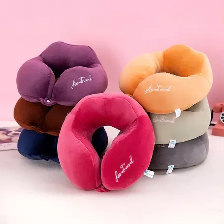 Almofada Pescoço Viagem Lisa Botão Suede Toque M