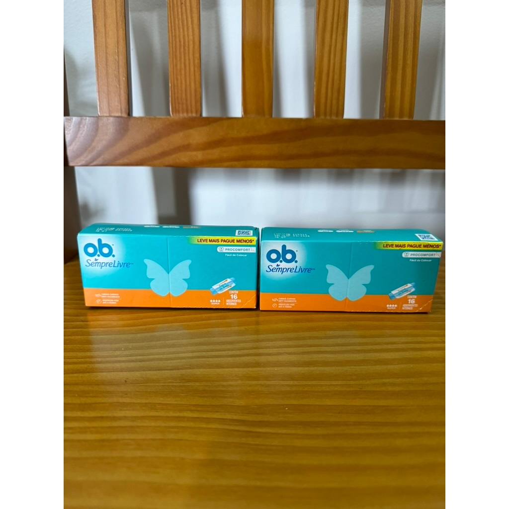 Kit com 2 unidades Absorvente Interno OB Super Sempre Livre ProConfort 16un cada