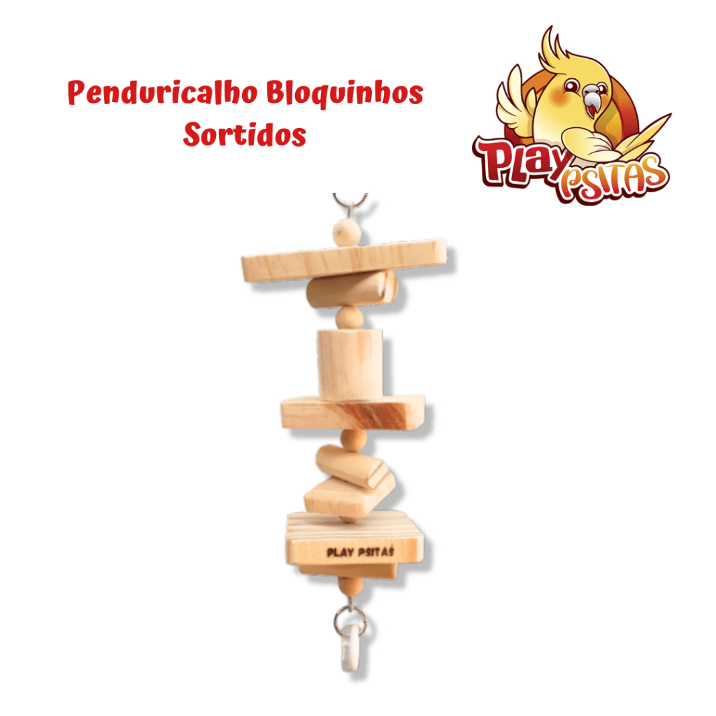 PROMOÇÃO – Brinquedo Penduricalho Bloquinhos Sortidos. Ideal para calopsitas, agapornes, aves de peq