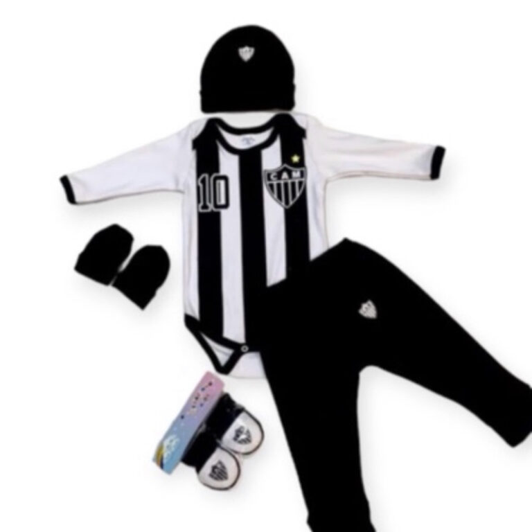 kit 5 peças inverno bebê times temáticos, moda 