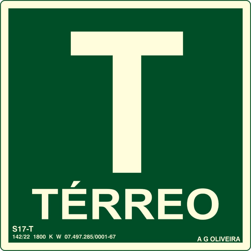 Placa de Sinalização Fotoluminescente Andar Térreo Cobertura Subsolo Normativa Bombeiro