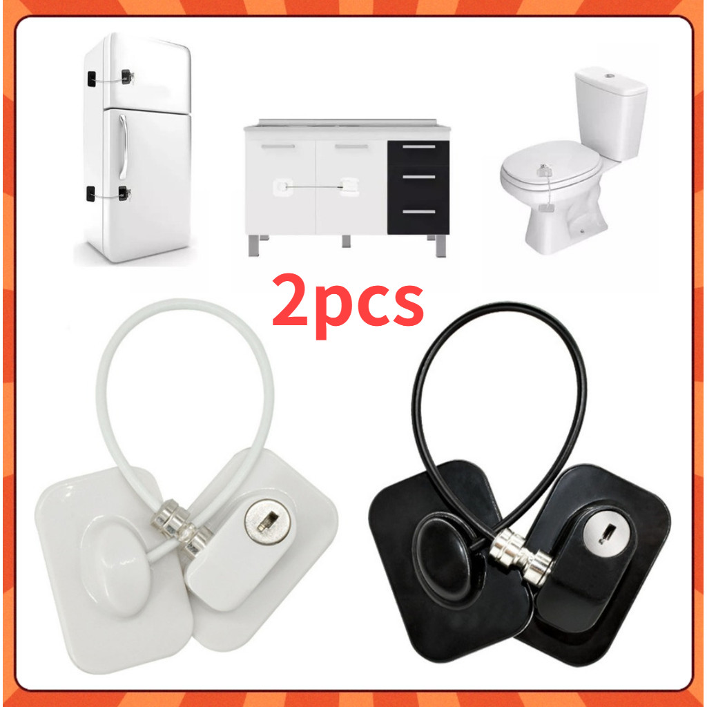 Kit 2 Trava Tranca Com Chave/Com Senha para Geladeira Freezer Porta Janela Gaveta Não Precisa Furar