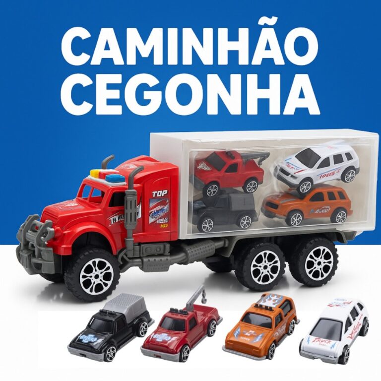 Caminhão Cegonha Com 4 Carrinhos Rodas Fricção 
