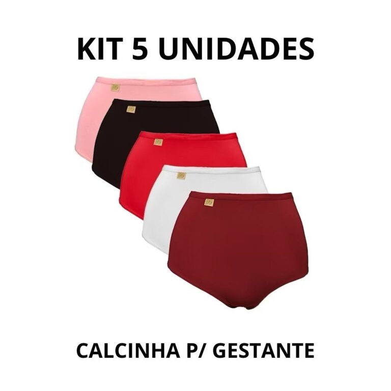 Kit 5 Calcinha Gestante Hot Pants Pré e Pós Part