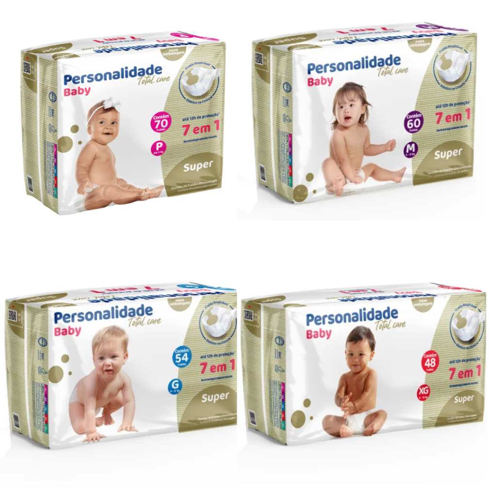 Fralda Descartável Personalidade Baby Total Care | Ultra Absorção, Conforto e Proteção 12h