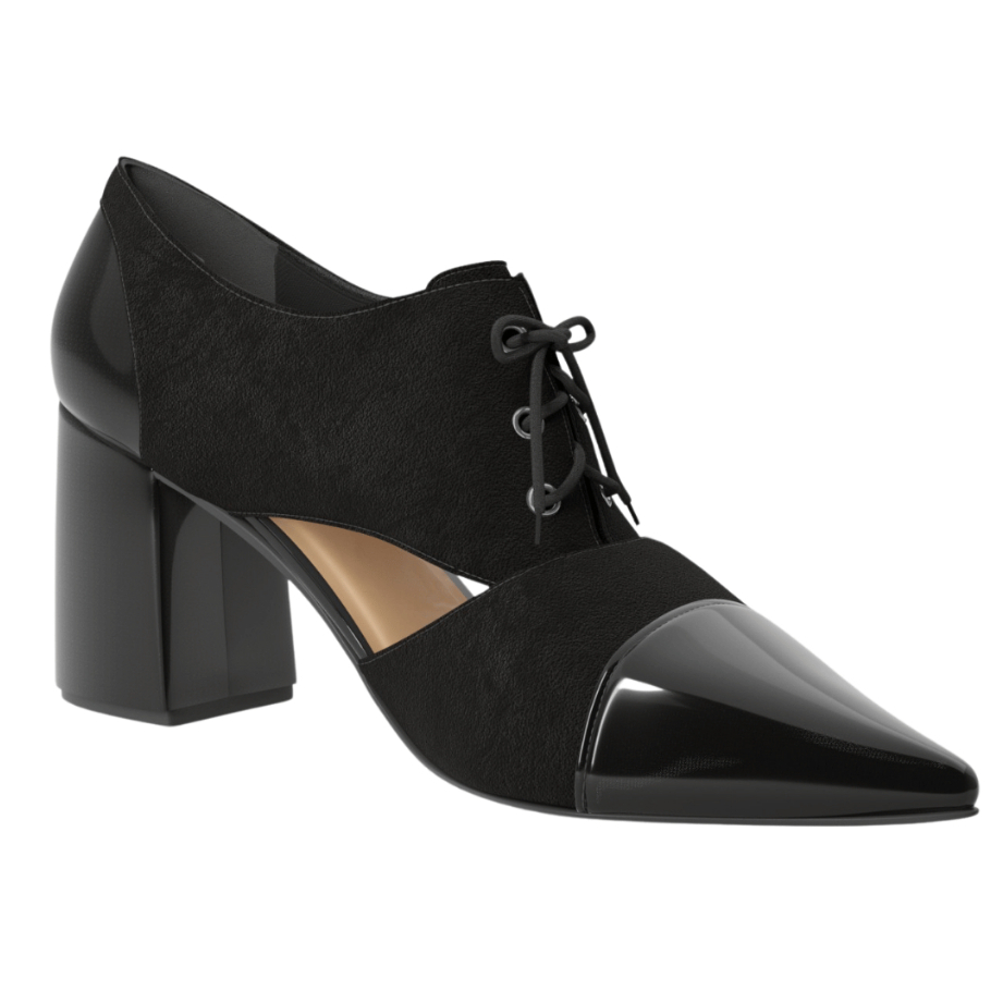 Sapato Oxford Feminino Bico Fino Scarpin Salto Grosso Confortável Botinha Social Fashion 3013