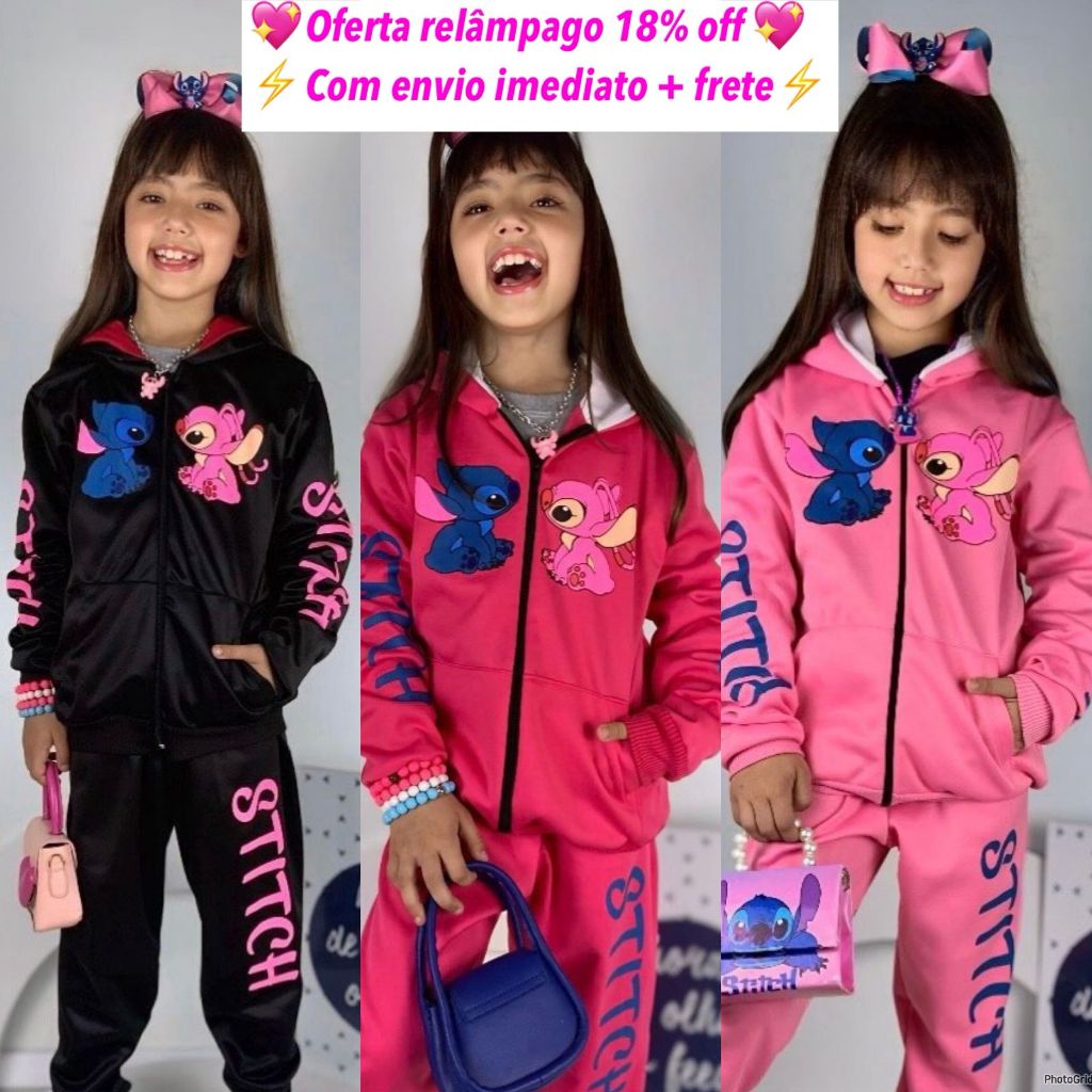 Conjunto Infantil Juvenil Menina Casaco+Calça Abrigo Inverno Estiloso Blogueirinha