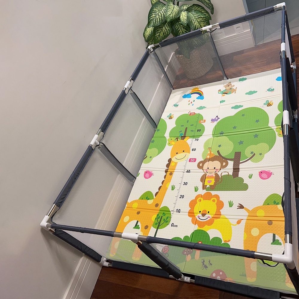 Cercadinho para crianças+Tapete Infantil Atividade Bebê Dupla Face Emborrachado Tamanho grande 180×1