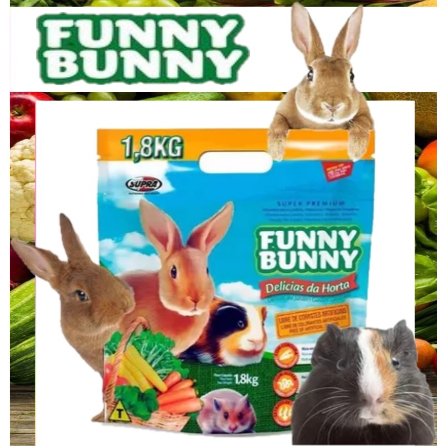 Funny Bunny 1,8KG  Delícias da Horta Ração para Coelhos, Hamster e Roedores Supra 1,8kg