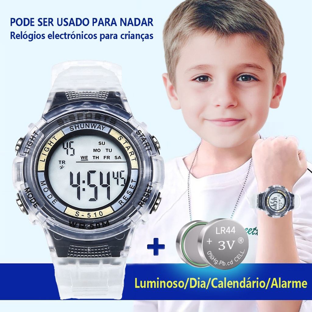 Relógio Digital Infantil À Prova Dágua Com Display Luminoso Multifuncional Esportivo Para Meninos E