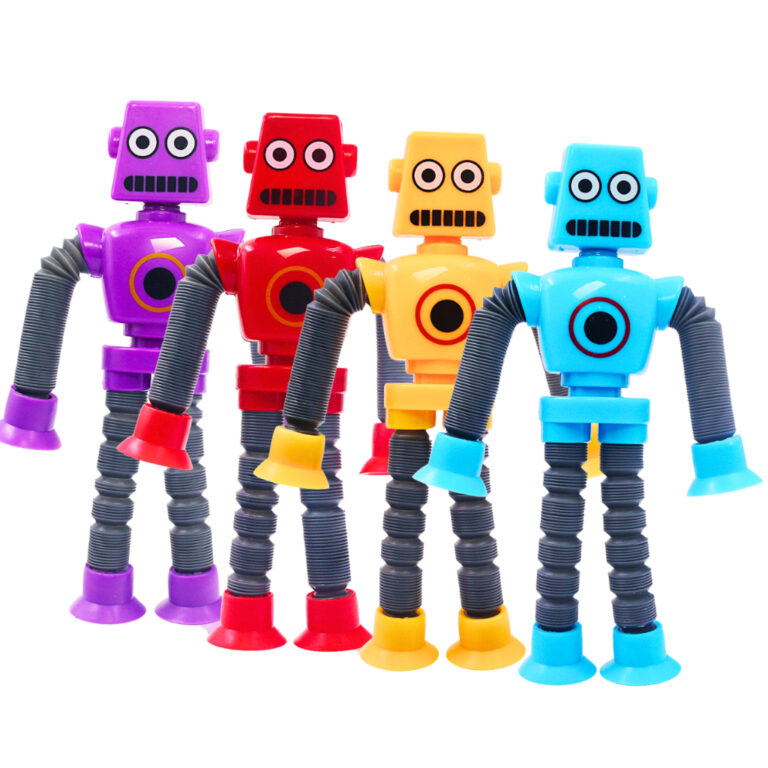 Kit 4 Robô Cartoon Tubo Telescópico Fofo Descomp