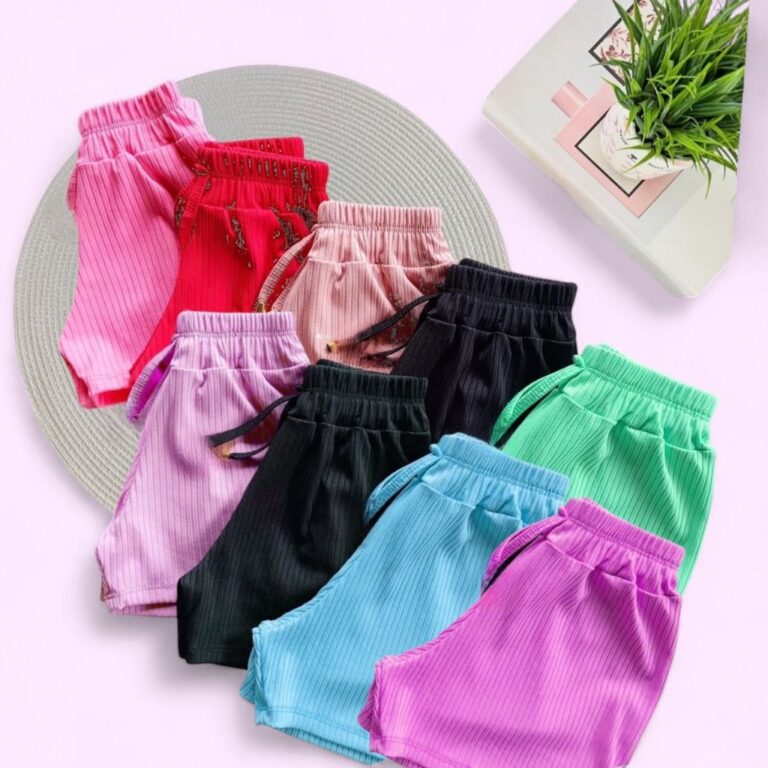 Kit 3 short canelado infantil menina estilo verão