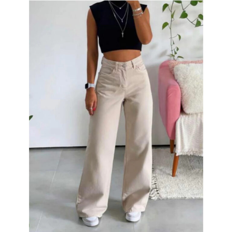 Wide Leg Jeans Pantalona Feminina Calça Cintura A