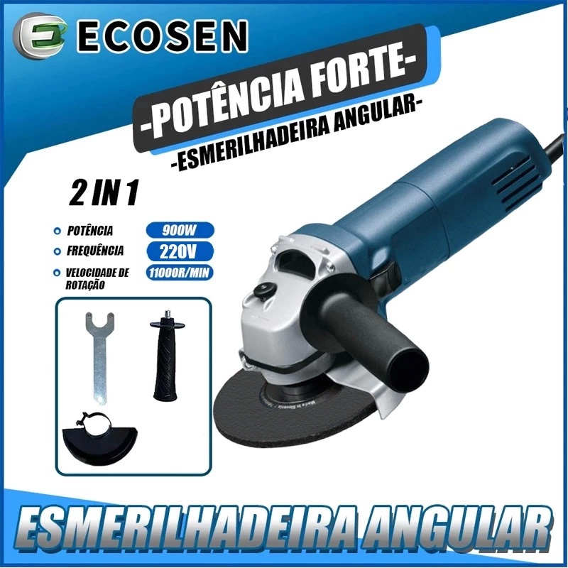 Esmerilhadeira Lixadeira Angular 900w 115mm 4.1/2 11000rpm Ecosen