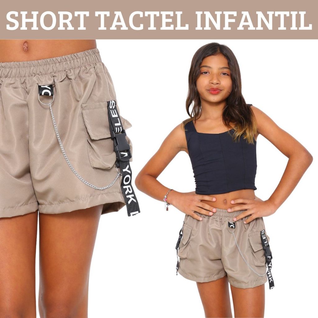Short Feminino Infantil Para Meninas Estilosas Tecido Tactel Tamanhos 10 12 14 Bermuda Feminina Moda