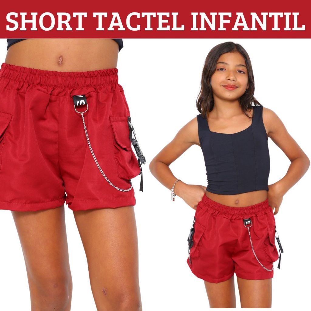Short Infantil Feminino Para Meninas 4 Cor Tecido Tactel 10 12 14 Bermuda Feminina Moda Infantil Ver