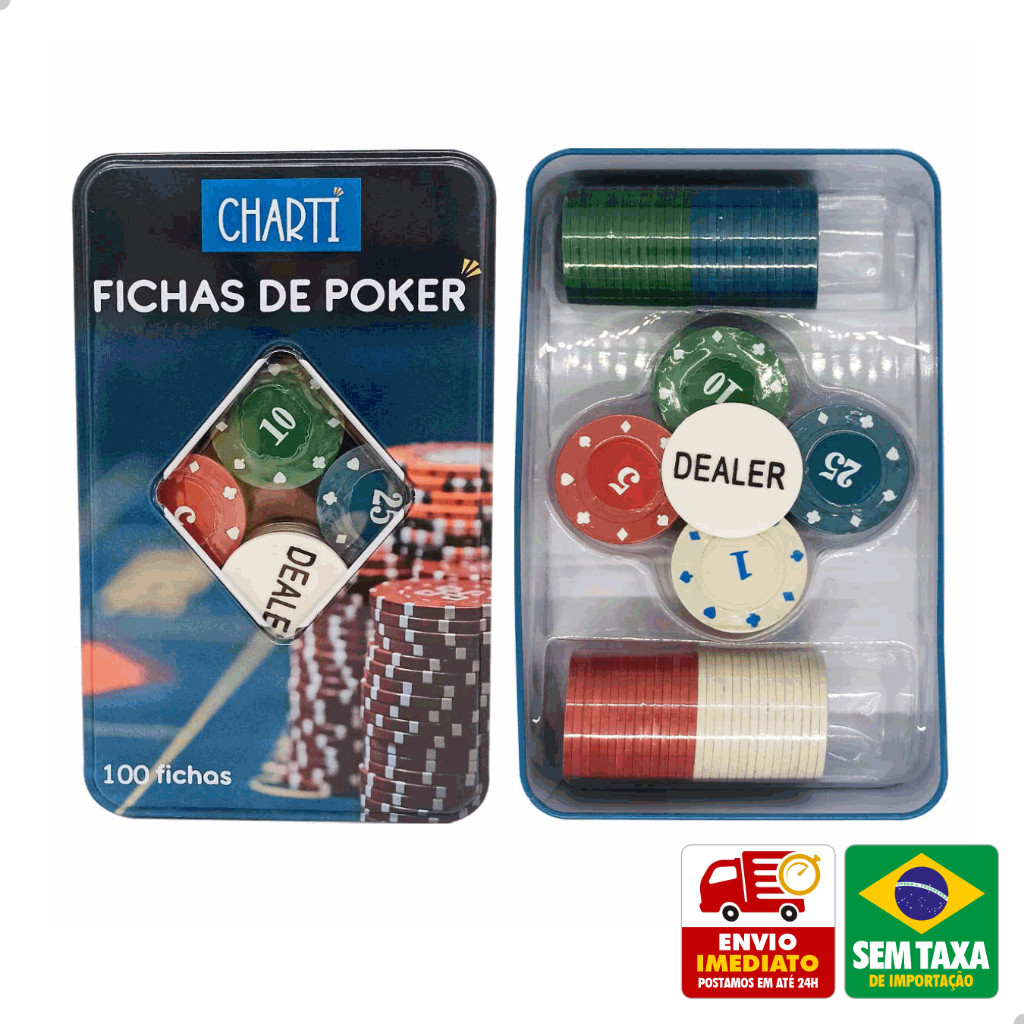 Kit Fichas Jogos Poker Tabuleiro Com Ficha Dealer 100 Fichas Numeradas Onyx 2841
