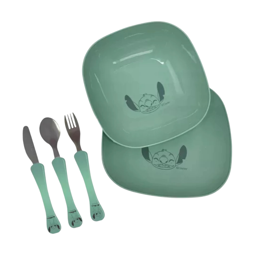 Kit Infantil Para Refeição – Talheres e 2 Pratos Stitch Disney